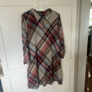 Plaid Long-Sleeve Dress